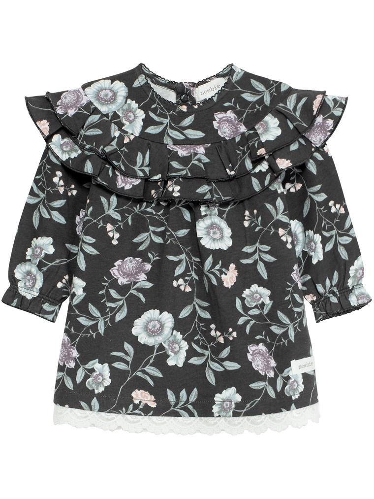 Baby top with floral print and ruffles