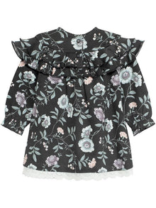 Baby top with floral print and ruffles