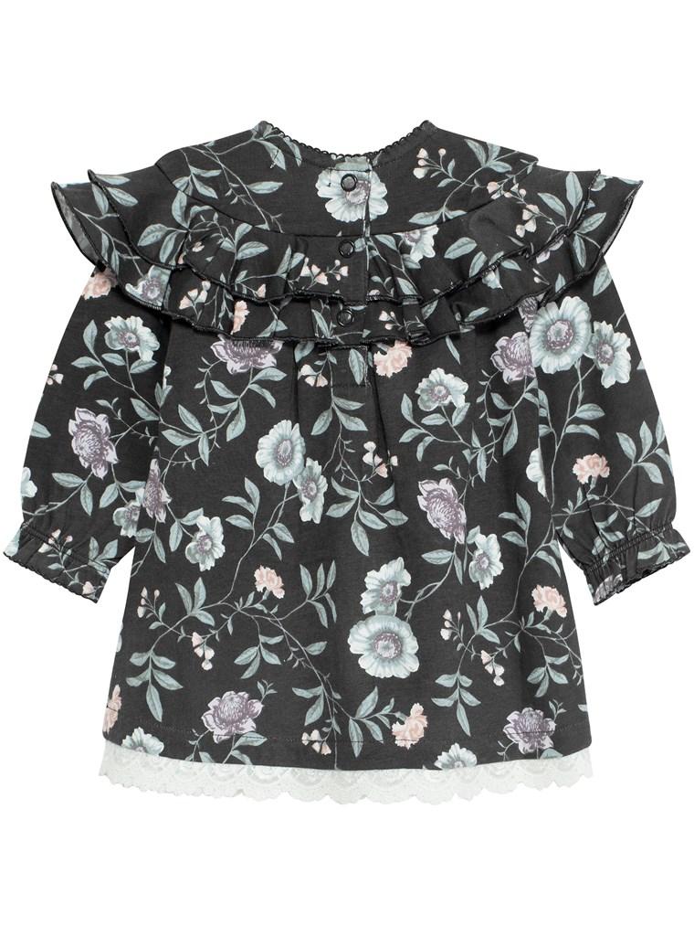 Baby top with floral print and ruffles